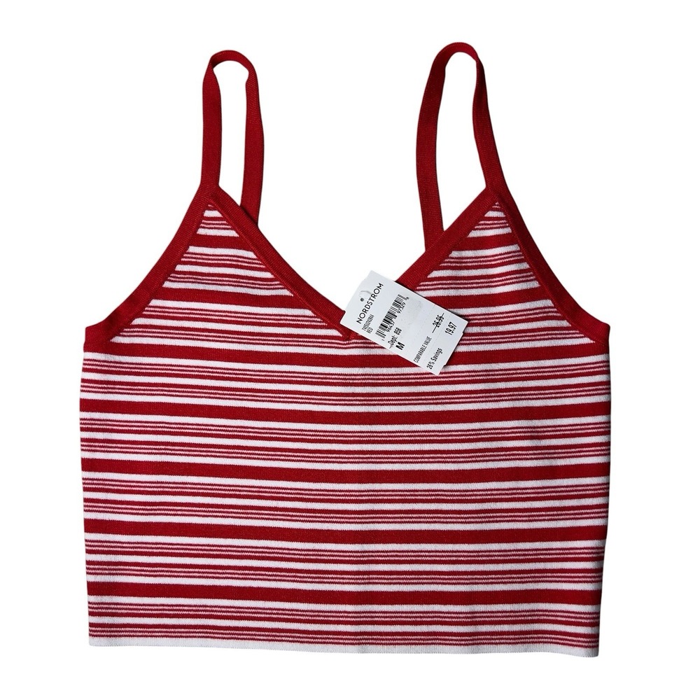 NWT L.A. Hearts Crop Sweater Tank Top Size M Nordstrom Red White Astrid Striped